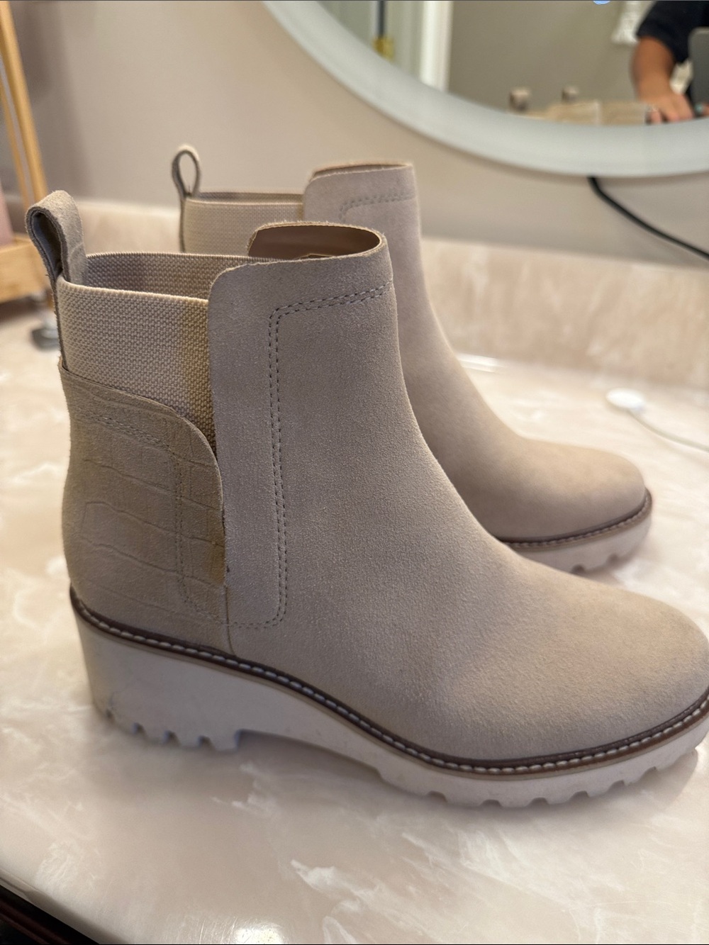 Dolce Vita Women's Chelsea Wedge Boot - Beige Suede